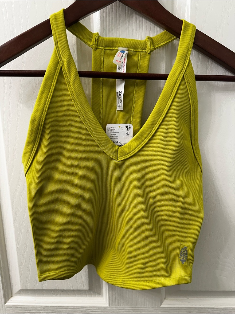 FP Movement by Free People Lime Green Ribbed V-Neck Tank